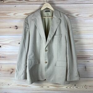Hugo Boss Blazer Mens 46R Khaki Tan 100% Cotton Summer Sports Coat Preppy